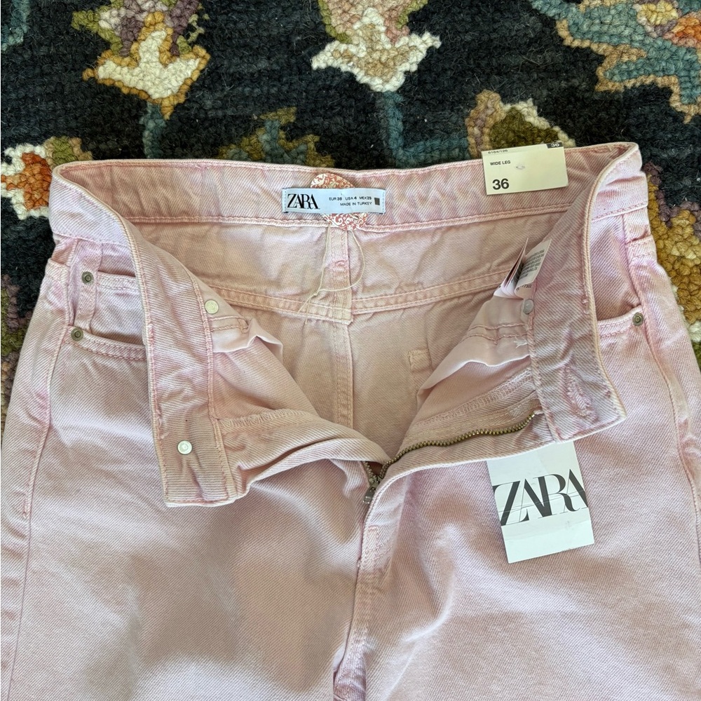 Zara Pink Wide Leg Jeans - Picture 6 of 10